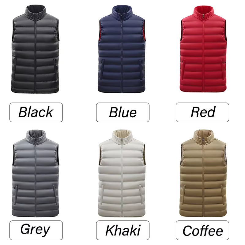 Men Autumn Casual Sleeveless Vests Jacket Mens Winter Warm Thicken Waistcoat Men Fashion Waterproof Outwear Vest Jackets Male